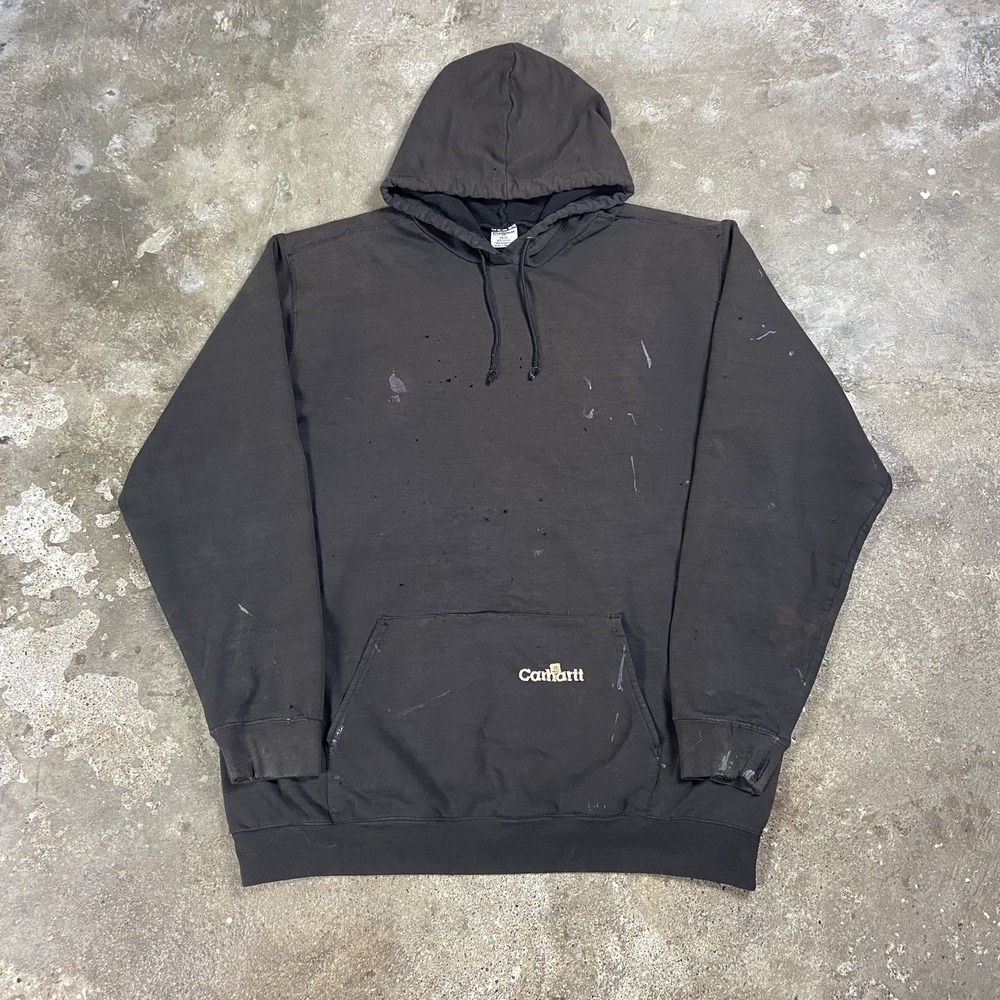 Vintage Carhartt Sweatshirt Size 2XT Black Faded Distressed Work Wear Hoodie